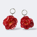 Pendientes Clavel Carmesí con flor natural preservada en resina - joyería artesanal Aurum Orchid