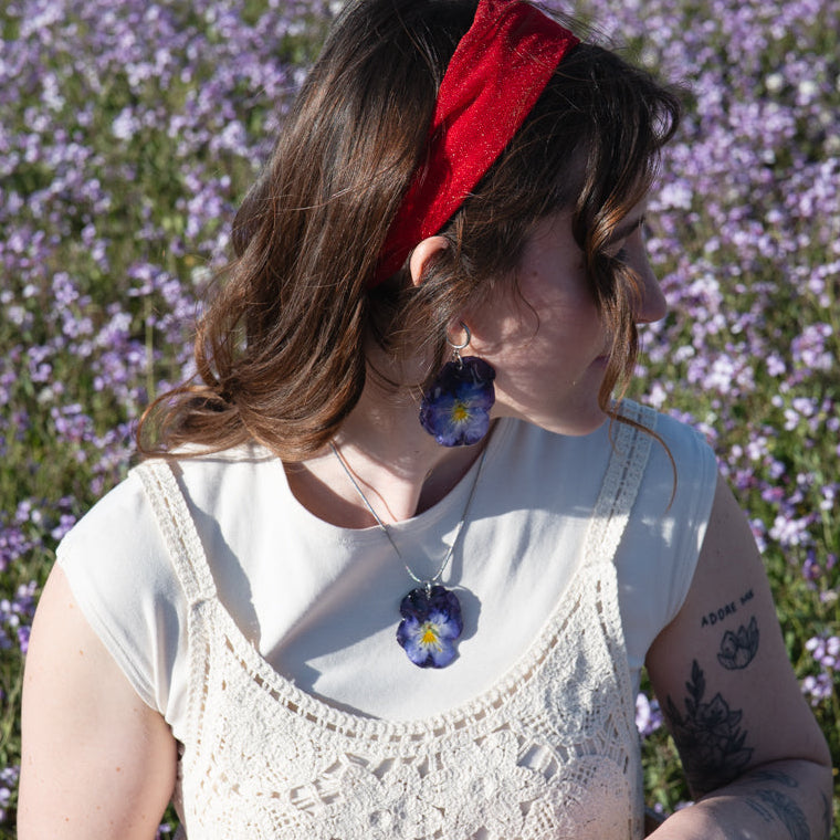 Pendientes Pensamiento - Violeta