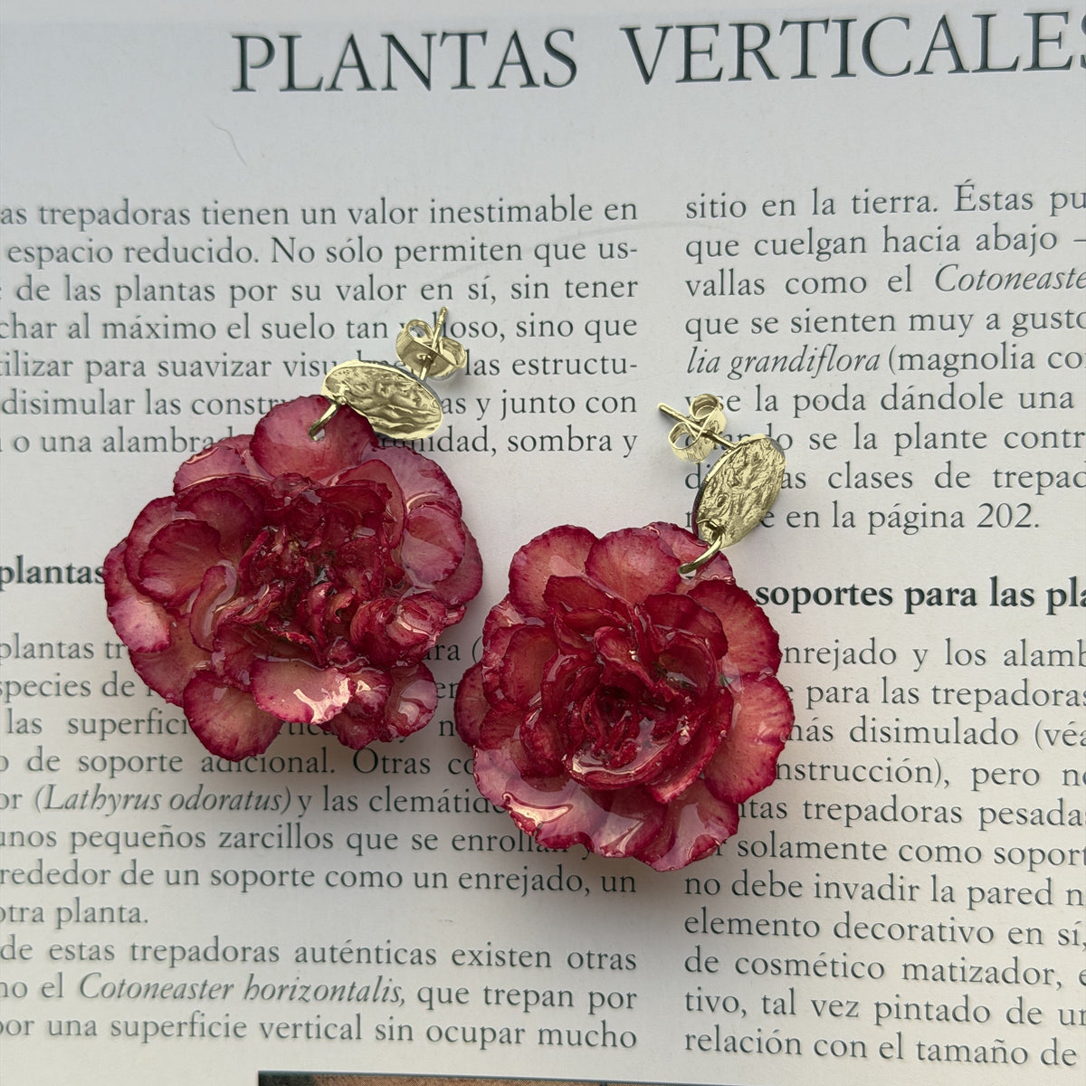 Pendientes Clavel Júpiter con botón martillado dorado